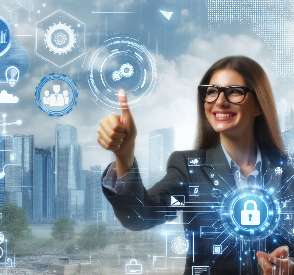 Image sur le theme digital et futuriste d'une femme d'affaire